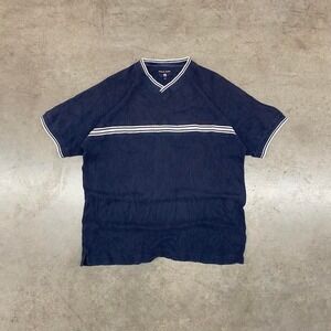Point zero Shirt Waffle knit Vneck Navy Y2K‎ Men's Size S